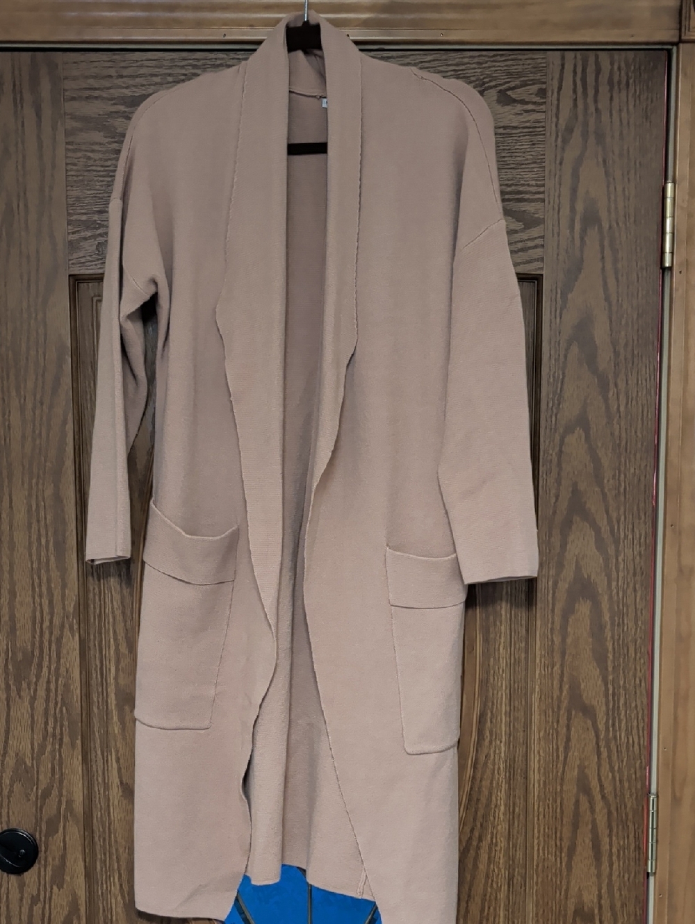 Long Open Front Pocket Cardigan - Taupe